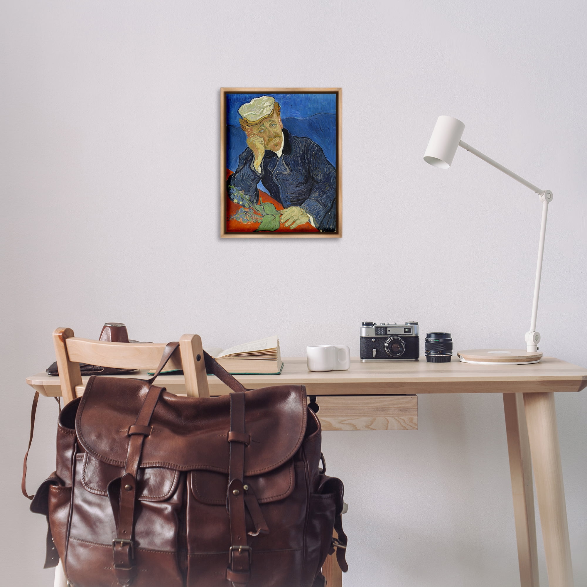 Stupell Industries Van Gogh Dr Paul Gachet People Painting Brown Floater Framed Canvas Art Print Wall Art, 17 x 21