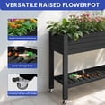 thumbnail image 4 of ModFusion Raised Garden Bed with Lockable Rolling Wheels, Divider, Monitoring Water System, Balcony Storage Shelf, 2 Tier Elevated Planter Boxes, 21 Gallon, Patio Carts, Black, 4 of 7