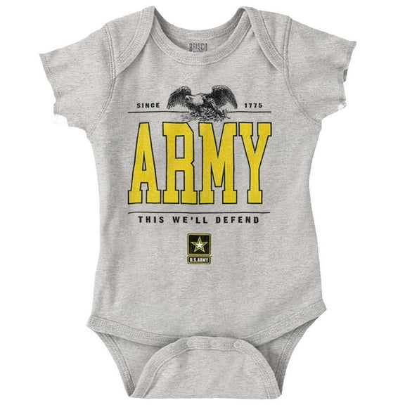 US Army Logo This We'll Defend Eagle Romper Boys or Girls Infant Baby Brisco Brands 12M