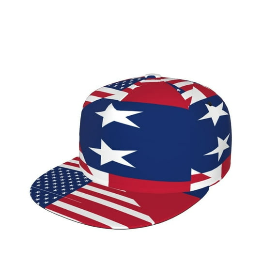 America Texas Flag Pattern Flat Brim Trucker Cap Adjustable Snapback Hat For Men Women