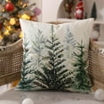 thumbnail image 2 of Christmas Pillow Covers 18x18 inch Set of 2 Watercolor Blue Green Christmas Tree Rustic Style Nature Forest Print Decorative Throw Pillows Winter Christmas Decor, 2 of 6