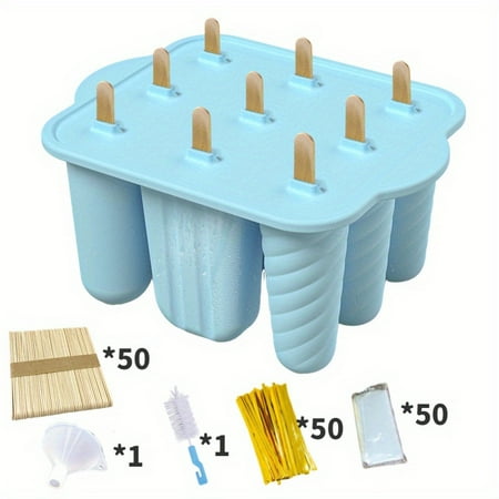 

XIAOGZAHUOP BPA-free 9 Hole Silicone Popsicle Molds Set - Easy-Release Homemade Ice Maker for Delicious Popsicles - Includes 50pcs Sticks and Cleaning Brush - Ultimate Supplies for Refres