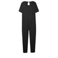 thumbnail image 4 of YeJammarp Summer Rompers Jumpsuits Womens One Piece Short Sleeve V Neck Capri Jumpsuit Pockets Playsuits Loungewear (Medium, Black), 4 of 5