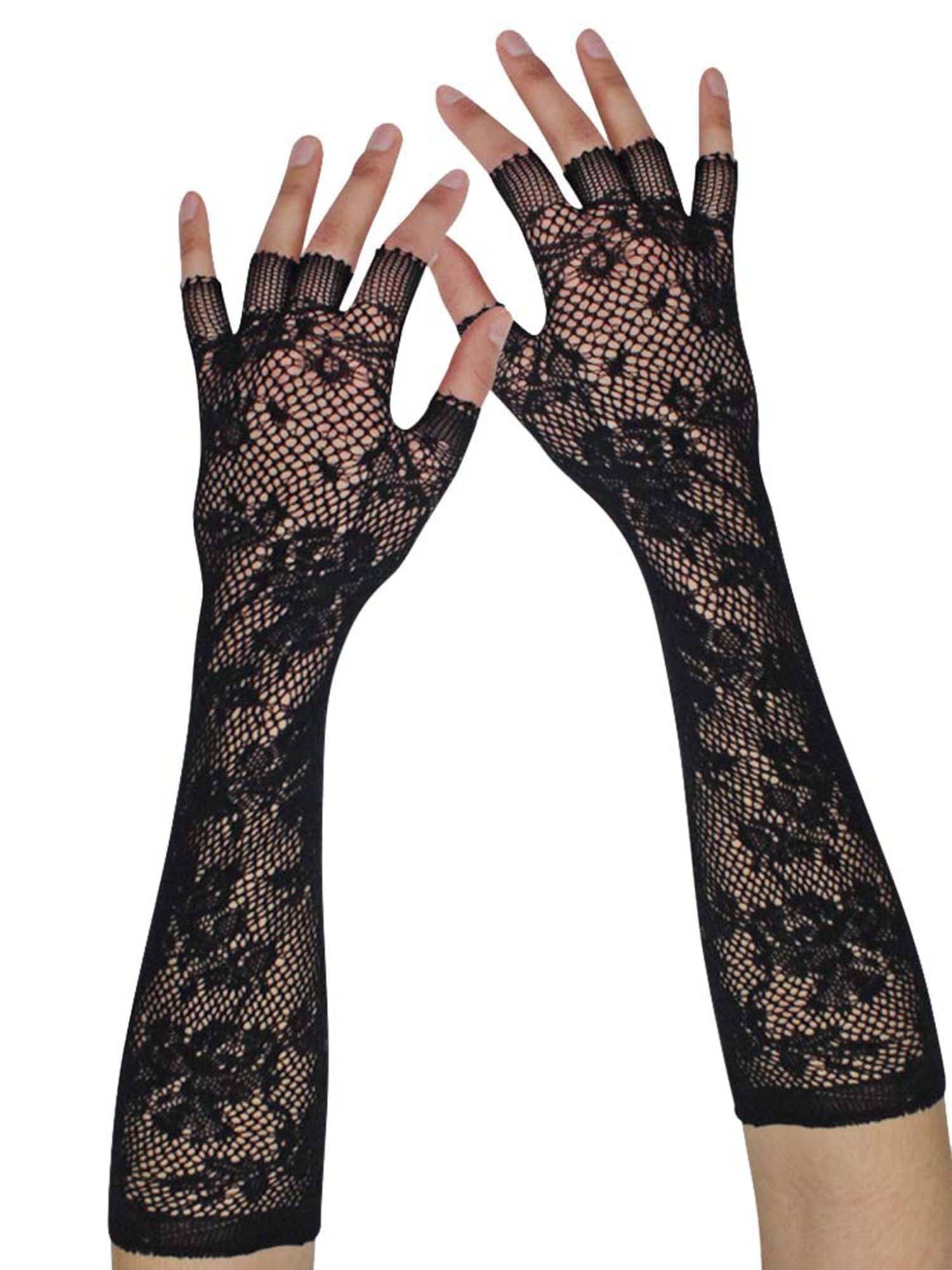 long black fingerless gloves