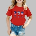 thumbnail image 2 of Big Kid Girl's 4th Of July Patriotic Short Sleeve T Shirt Cute Independence Day Flag Print Tee Comfortable Casual Summer Top For Toddler Kids Girl Clothes 18 Months to 24 Months T 13-14 Years Red, 2 of 4