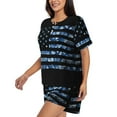 thumbnail image 2 of Bixox Women's Navy Camouflage American Flag Printed Pajama Set 2 Piece Lounge Set Top and Shorts Soft Pajamas, Shorts with Pockets, 2 of 7