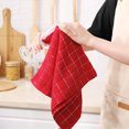 thumbnail image 4 of Cotton Terry Kitchen Towels(12*12inches), Checkered Designed, Soft and Super Absorbent Dish Towels, 4 Pack - Red, 4 of 5