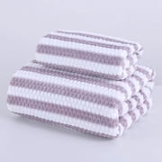 suxuMhao Stripe Bath Towel Set (purple)-Two sets in total .Soft Coral Velvet,Bath Towels&Towels-Two each,Total 586g-easy to dry, absorbent,Bathing, washing face, household use,Premium Bath Towel Set​
