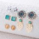 thumbnail image 2 of Pendientes Yashi 5 pares de aretes con diamantes de imitación de colores flores hojas huecas doradas, 2 of 5