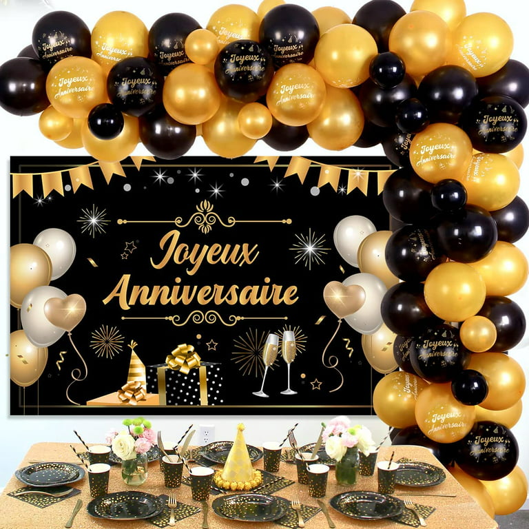 Amandir Black Gold Birthday Decorations for Men Women,Black Gold
