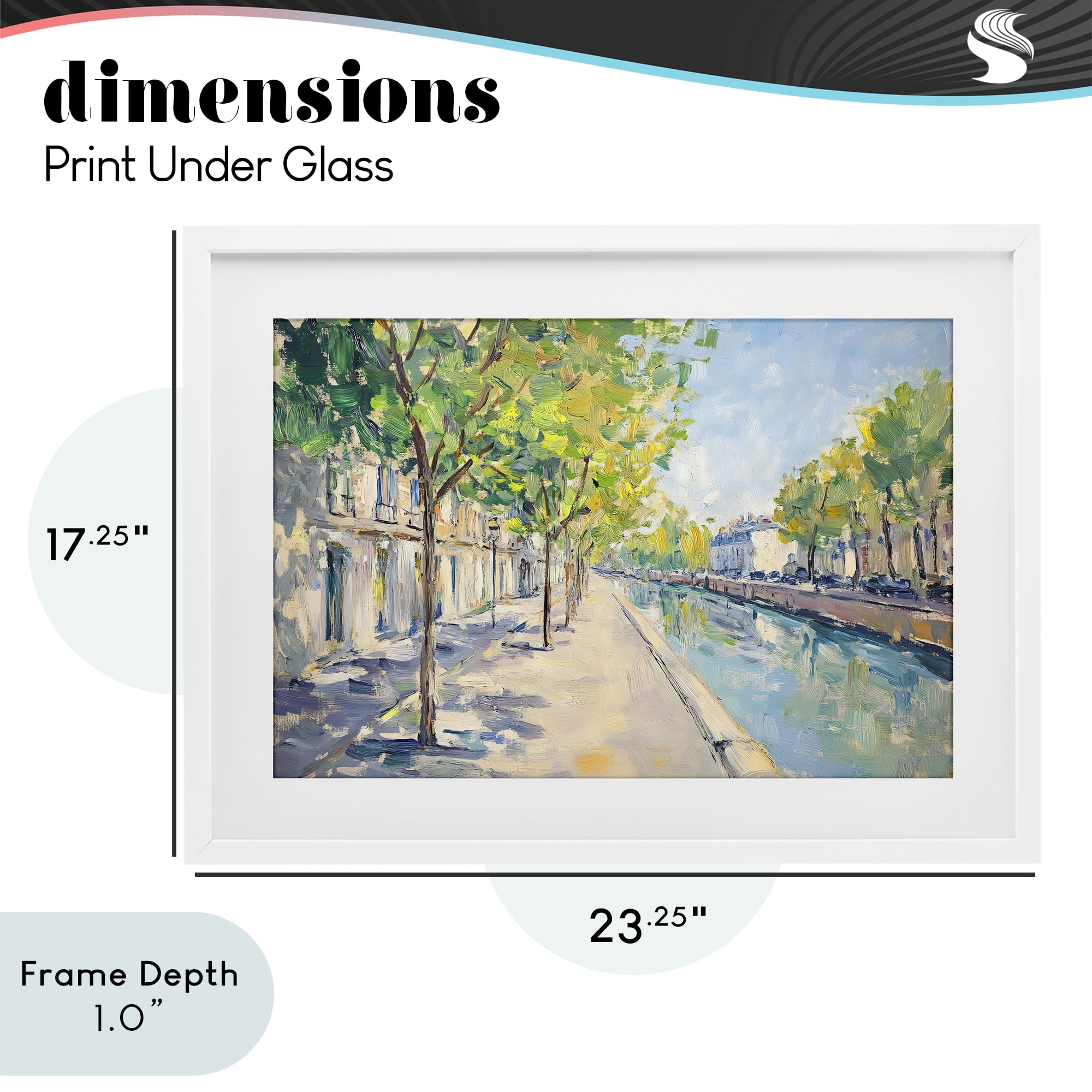 Stupell Industries Montrouge Canal Promenade White Framed Print Under Glass, design by Creative Studio