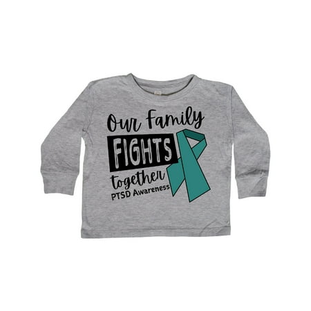 

Inktastic Our Family Fights Together PTSD Awareness Teal Ribbon Gift Toddler Boy or Toddler Girl Long Sleeve T-Shirt
