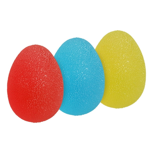 Pelota de ejercicio para manos Uxcell, pelota de compresión, pelota antiestrés para adultos, equipo de fortalecimiento de agarre Rojo/Azul/Amarillo