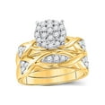 thumbnail image 2 of FB Jewels 10kt Yellow Gold His Hers Round Diamond Cluster Matching Wedding Set 3/4 Cttw, 2 of 4