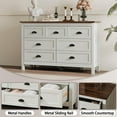 thumbnail image 3 of Farmhouse White Dresser for Bedroom, Wide Wood Dressers & Chests of Drawers with Vintage Black Handle, 7 Drawer Dresser for Bedroom Hallway, Entryway, Antique White, 3 of 15