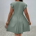 thumbnail image 3 of WMTBSRSW Offres Prime Day Grande Taille Robe d'Été pour Femmes 2025 Robe à Manches Courtes à Volants Couleur Unie Texture Croisée Col en V, 3 of 8