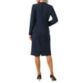 thumbnail image 3 of INSPIRE CHIC Women's Skirt Suit Set 2 Piece Outfit Business Work Blazers and Pencil Skirts with Brooch Pin 2XL Navy Blue, 3 of 5