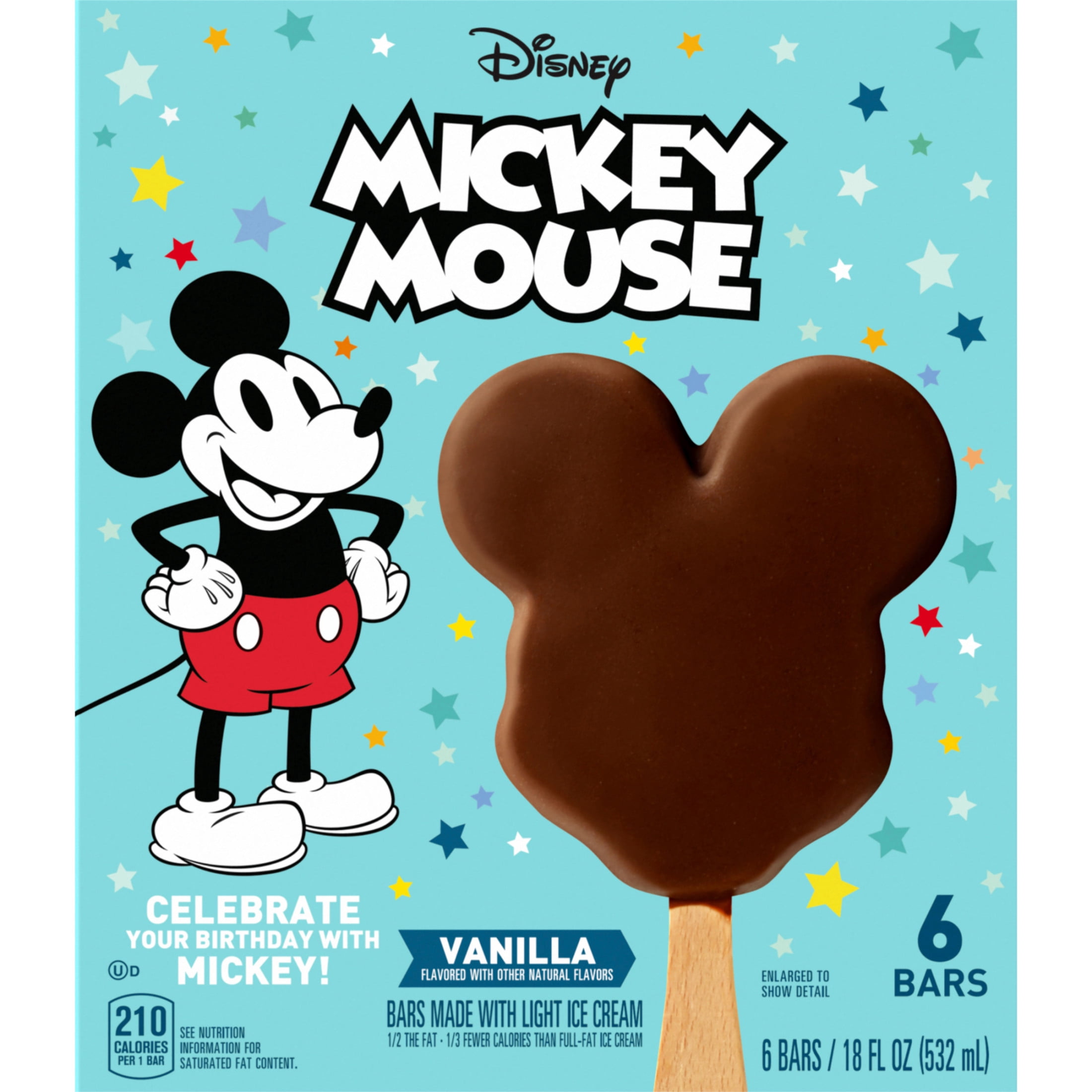 Disney Mickey Mouse Light Ice Cream Bars, 6 Count Package