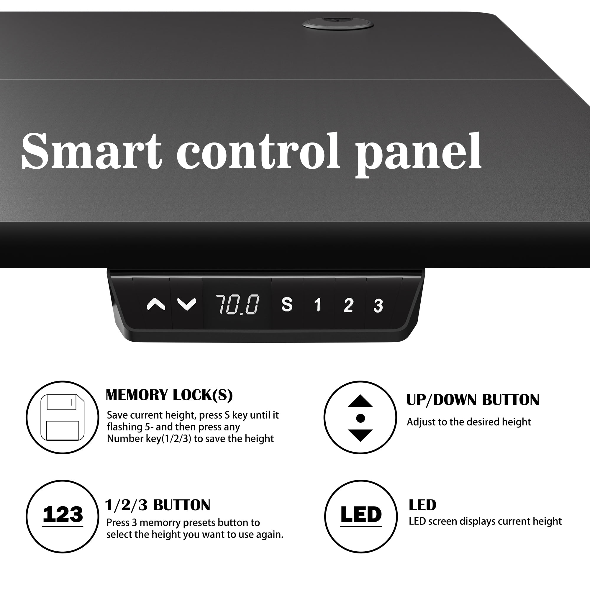 Sobaniilo 55'' x 24'' Electric Height Adjustable Standing Desk, Home Office Sit Stand Desk  Stand Up Computer Workstation, Black