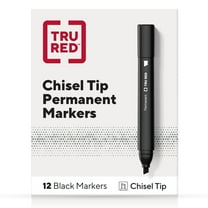 Staples TRU RED Tank Permanent Markers Chisel Tip Blk Dozen TR54532