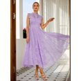 thumbnail image 4 of Purple Vintage Lace High-Neck A-Line Midi Dress With Cap Sleeves For Party Wedding Graduation, 4 of 6