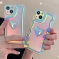 thumbnail image 2 of Funda de teléfono a prueba de golpes con purpurina láser y corazón de amor para iPhone 14 Pro Max 11 12 13 Pro Max XR XS Max X Fashion wave Edge Cover Fivean unisex, 2 of 2