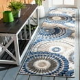 thumbnail image 2 of SAFAVIEH Cabana Brynn Floral Indoor/Outdoor Runner Rug, Grey/Blue, 2'2" x 7', 2 of 9