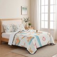 thumbnail image 5 of Quilts Twin Size Bedding Set, Beige Coastal Beach Lightweight Quilted Comforter, Ocean Seaside Surfboards Starfish Soft Reversible Bedspread Coverlet with Pillow Covers for All Season, 68" x 86", 5 of 9