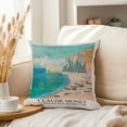 thumbnail image 3 of Ethan Taylor Landscape & Nature Throw Pillow Soft Cushion Cover Claude Monet The Beach and the Falaise DAmont Coastal Landscapes Classic Decorative Square Accent Pillow Case, 16x16 Inches, Blue, Beige, 3 of 5