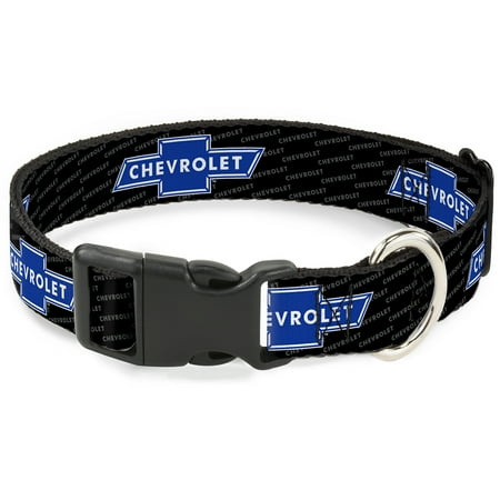 GM General Motors Pet Collar Dog Collar Plastic Buckle Chevy Bowtie Repeat Text 9.5 to 13 Inches 1.0 Inch Wide