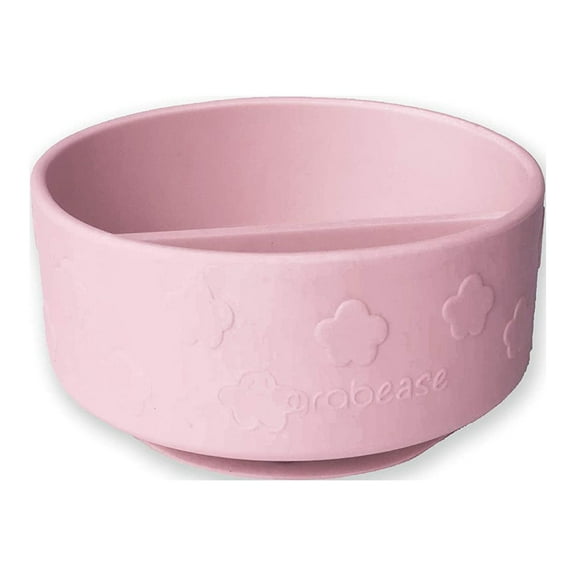Grabease Divided Silicone Suction Bowl – Self-Feeding Toddler & Baby Bowl with 2 Sections, Easy-Scoop Walls – No Phthalates, PVC, or BPA – Dishwasher- & Sterilizer-Safe Baby Supplies & Gifts, Pink