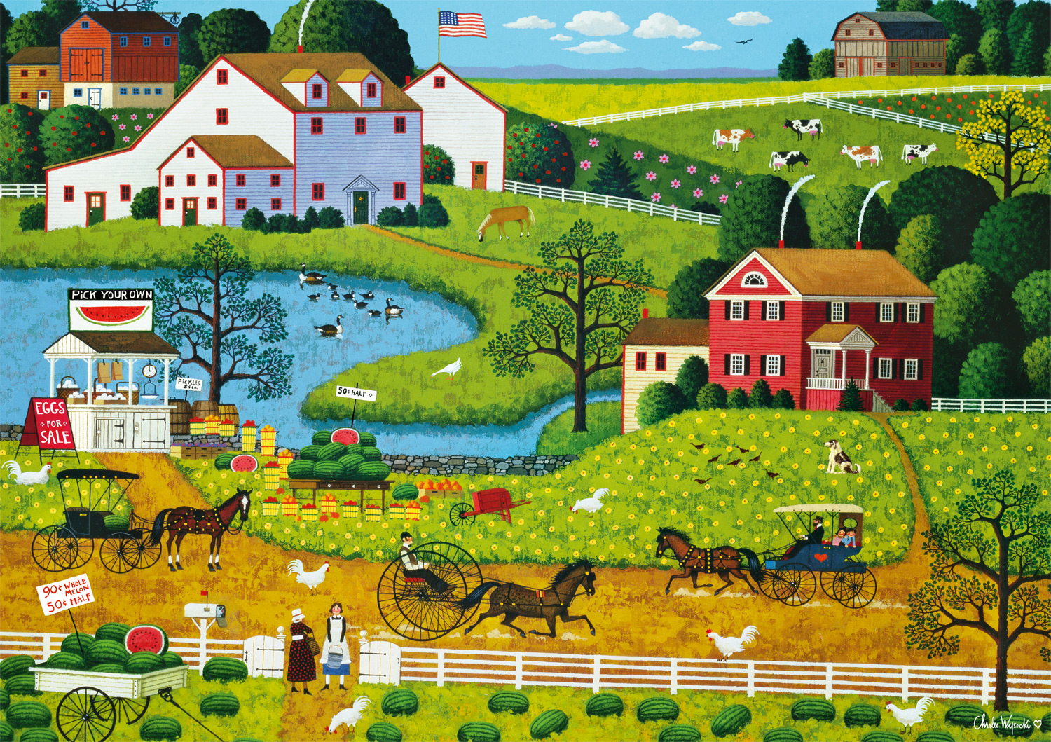 Buffalo Games 300-Piece Charles Wysocki - Jolly Hill Farms Interlocking Jigsaw Puzzle