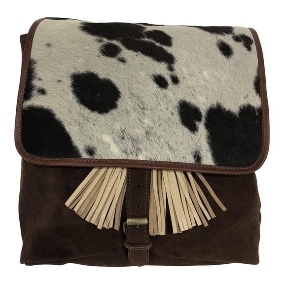 Huntley Equestrian Suede Leather Cowhide Designer Shoulder Backpack