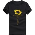 thumbnail image 4 of Wycnly Womens Shirts Plus Size Loose Fit Cute Tee Tops Summer Short Sleeve Crewneck Ladies Sunflower Print Tops and Blouses Black m, 4 of 7