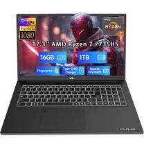 17.3" Business-Laptop, AMD Ryzen 7 7735HS (8C/16T), 16GB RAM 1TB NVMe SSD, Radeon 680M for Light Gaming, PD 100W Type-C WiFi-6E BT5.2 Fingerprint Unlock Backlit Keyboard for Working & Student