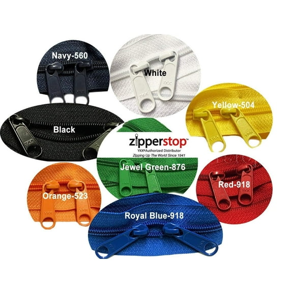 Zipperstop wholesale - Double Slide Zipper YKK #4.5 Coil with Two Long Pull Head to Head closed ended on both sides Made in USA (30 Inch, Mixed 8 Colors)