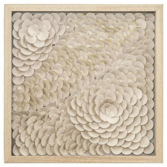 Yosemite Home Decor "Intricacy II" Glass Framed 3D Wall Art in Natural