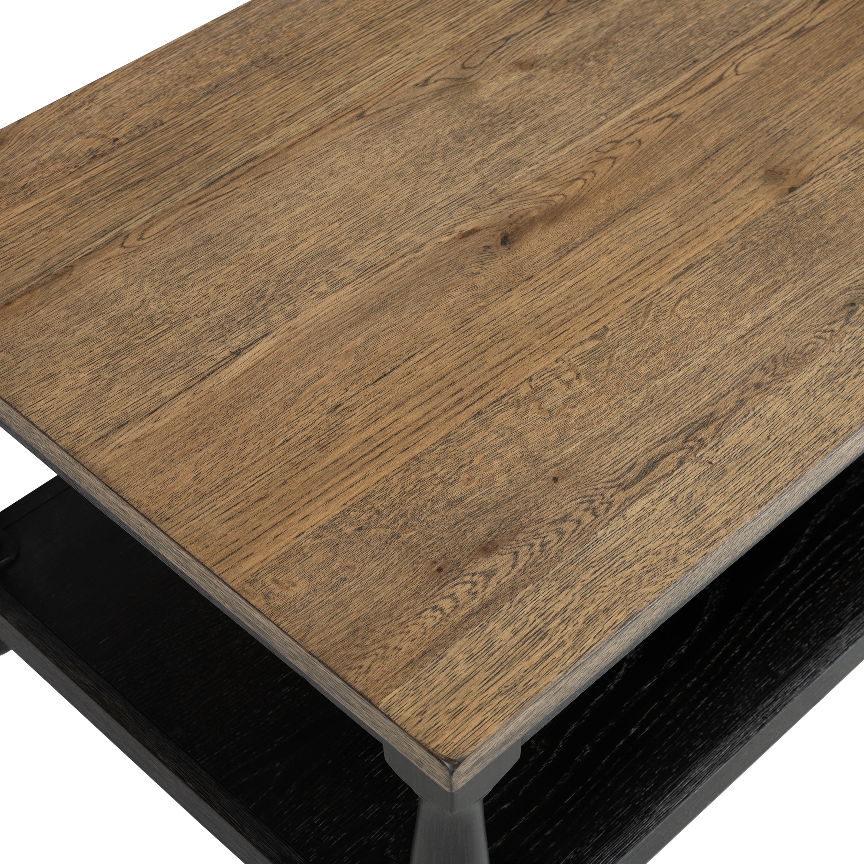 Furniture of America Millers Modern Solid Wood Coffee Table with Open Shelf, Weathered Black