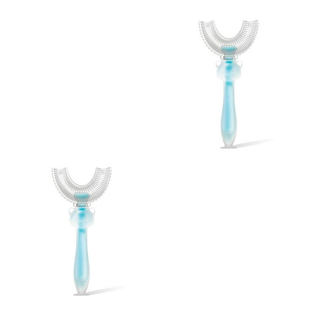 Matsuzay Cepillo de de silicona en forma de U para niños, mango de 360 grados para niños pequeños, suministros de limpieza de mano para azul L 2piezas Matsuzay CBP077377
