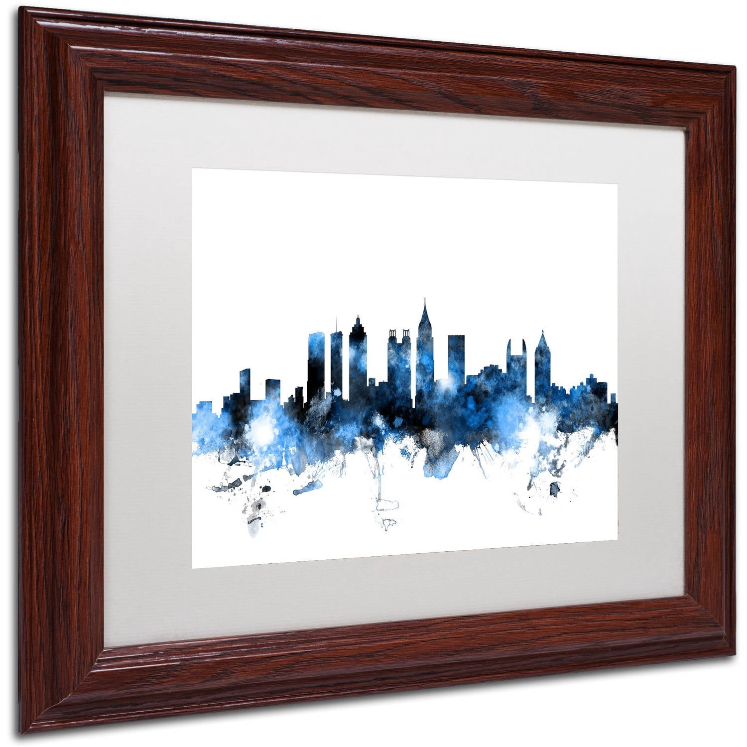 Trademark Fine Art "Atlanta Georgia Skyline White" Canvas Art by Michael Tompsett, White Matte, Wood Frame