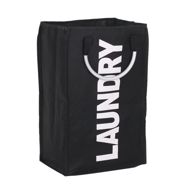 Bolsa plegable para ropa sucia de tela Oxford, práctica y ecológica, disponible en negro o gris, ideal para organización.
