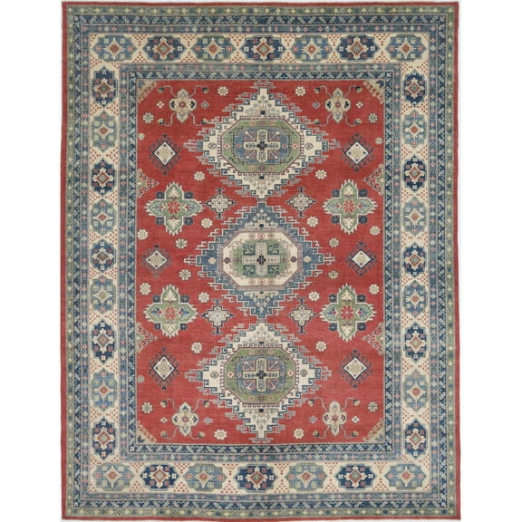 Hand Knotted Tribal Kazak Wool Rug - 10'1'' x 13'3''