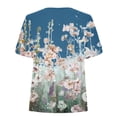 thumbnail image 5 of Lolmot Women's T-Shirts Fashion Casual V-Neck Short Sleeve Floral Printing Button Loose Top Blouse Shirts, 5 of 5