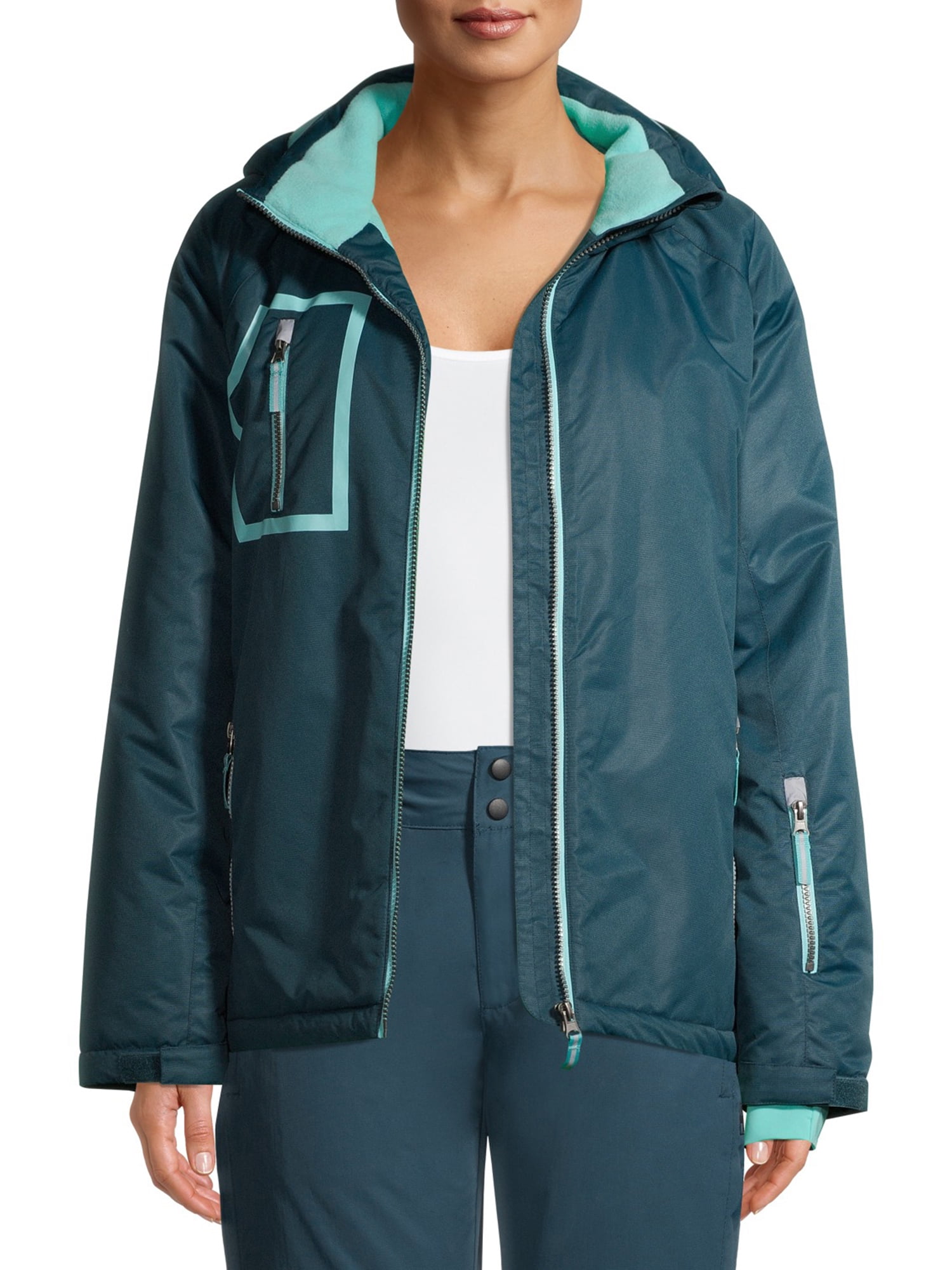 Swiss Tech Women's Contrast Zipper Waterproof Ski and Snowboard Jacket