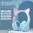 thumbnail image 2 of Auriculares inalámbricos Yuxing con orejas de gato RGB para niños plegables Bluetooth 5.1 morado, 2 of 4