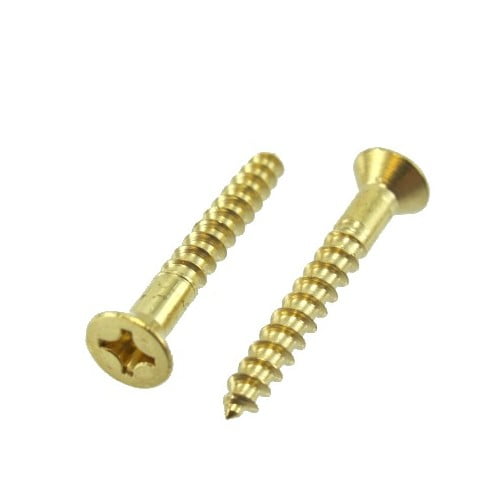 # 8 X 2" Brass Flat Head Phillips Wood Screws (Box of 100) by Yellow Woods