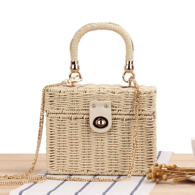 Granjero Gordo Bolso de mano tejido y bolsas de cosméticos, bolso de mano tejido elegante de playa de verano, bolso de hombro de 7,48 x 3,14 x 5,9 pulgadas (blanco)