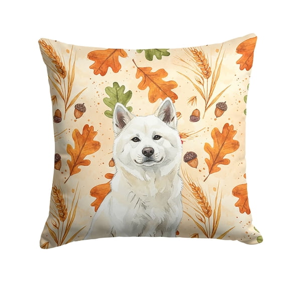 White Akita Heirloom Fall Throw Pillow Decorative Indoor Outdoor Accent Cushion for Couch  Bed or Patio  14Hx14W