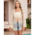 thumbnail image 5 of Swimsuit Cover Up for Women Tied Open Front Cardigans Beach Cover Up Long Sleeve Crochet Swim Cover Ups Shermie, 5 of 8