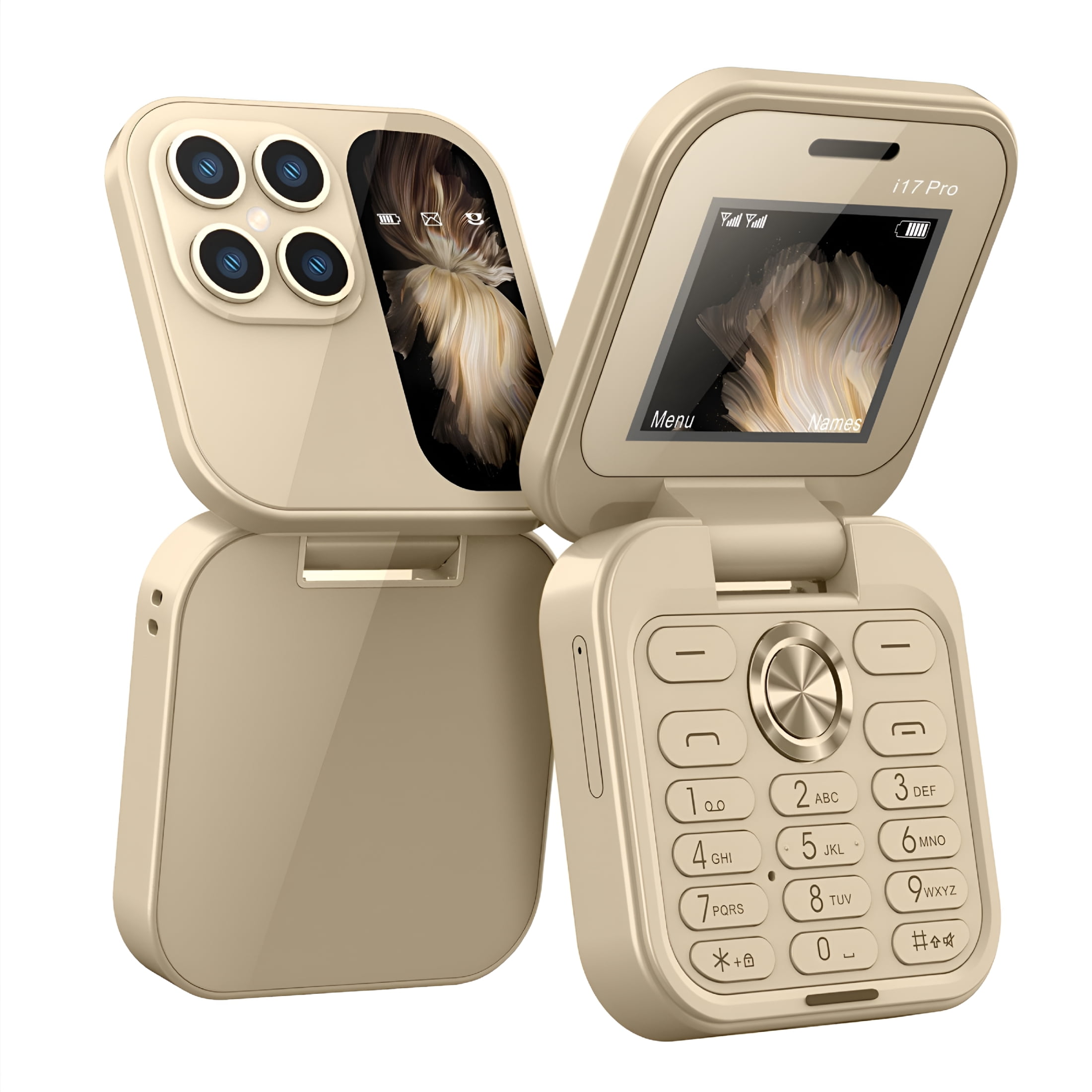 GJX New Mini Flip Phone-Unlocked 2G Cell Phone for Seniors,Large Buttons,Dual Screens,Long-Lasting Battery,Clear Sound,Compact&Easy-To-Use Design